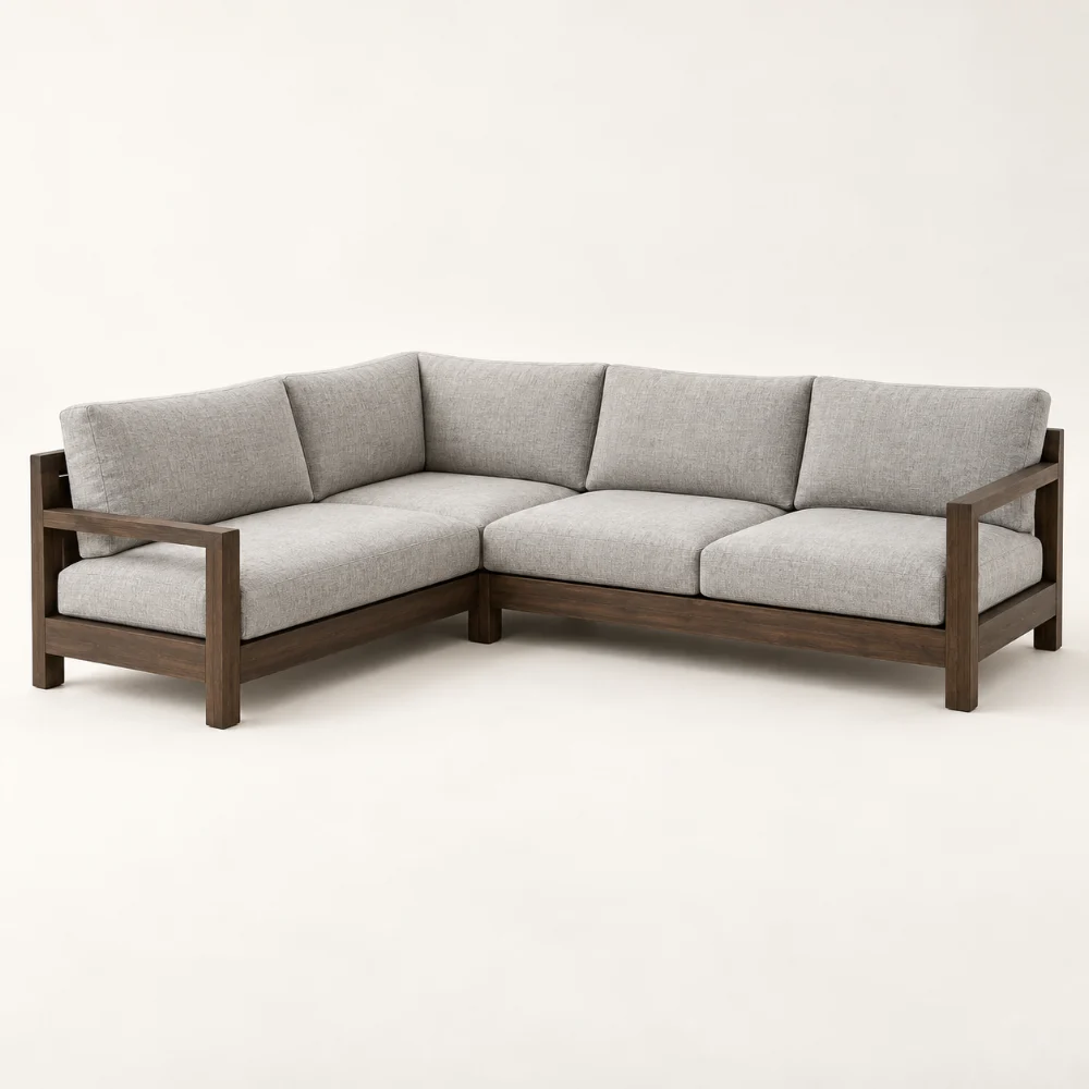 Sofa góc chữ L gỗ tràm